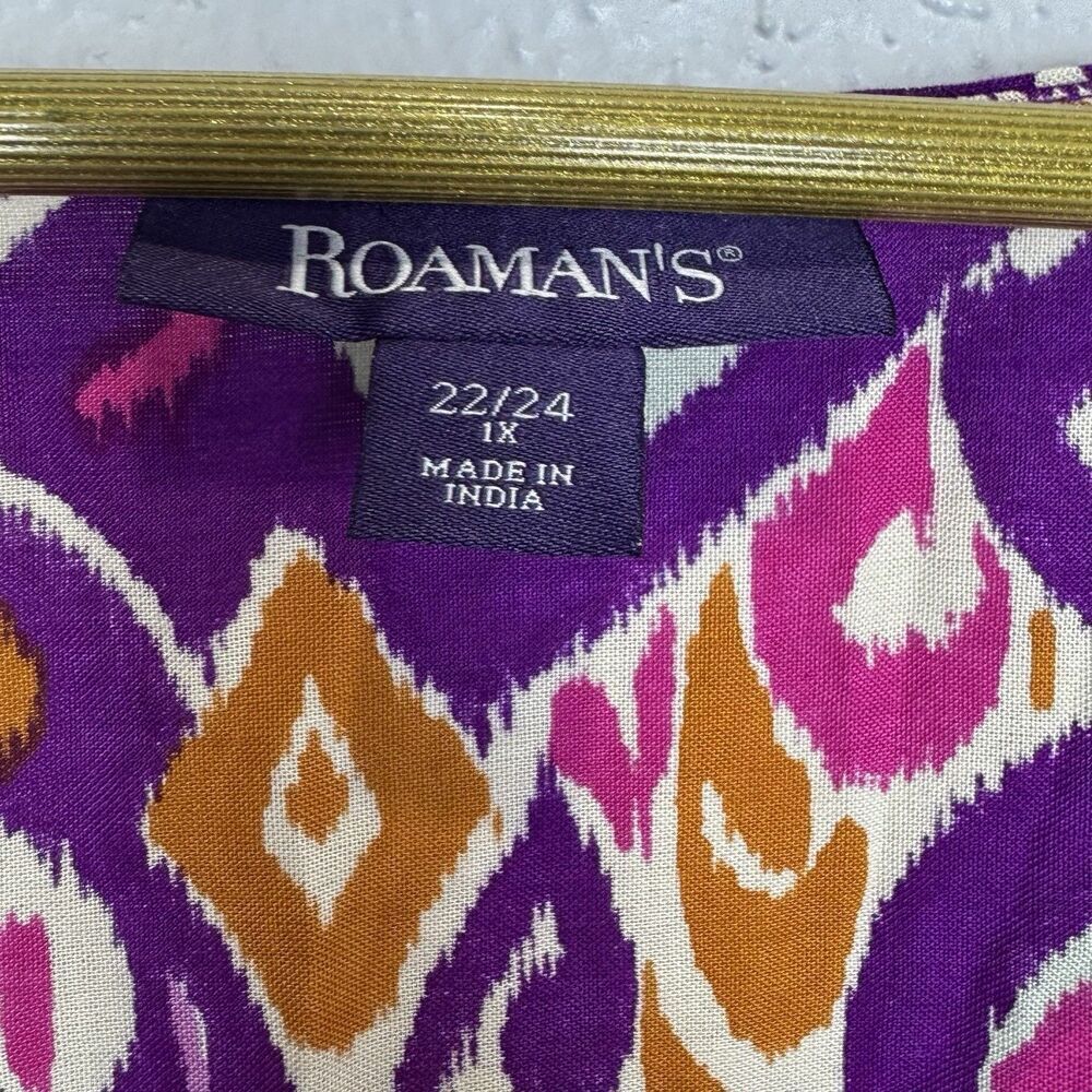 Roamans Oversized Kaftan Maxi Dress Size 1X Cover Up Multicolor Boho Beach - Picture 6 of 6